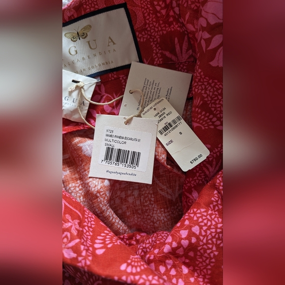 NWT Agua by Agua Bendita Mambo Ipanema Escarlita linen midi dress, Small - Picture 7 of 7